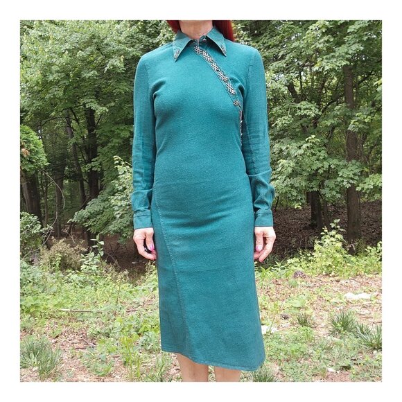 LEGATTE JEANS SAVE the QUEEN Vintage Asymmetric Hem Sheath Dress - Picture 6 of 13